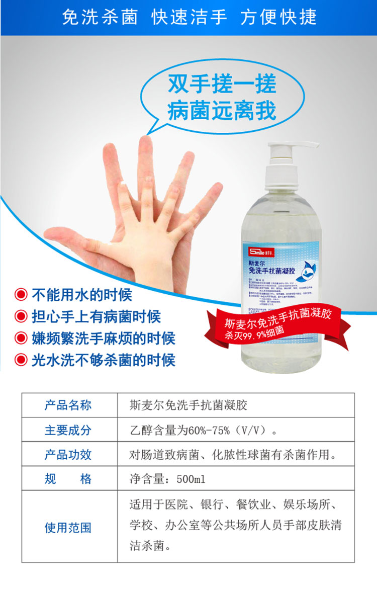 斯麥爾速干手消毒液，酒精含量達65-75%，隨時隨地守護你的健康。
